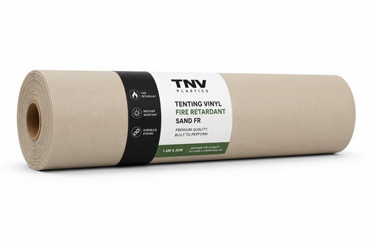 Fire Retardant Tenting Vinyl Per Metre – Sand | 1.37m Wide